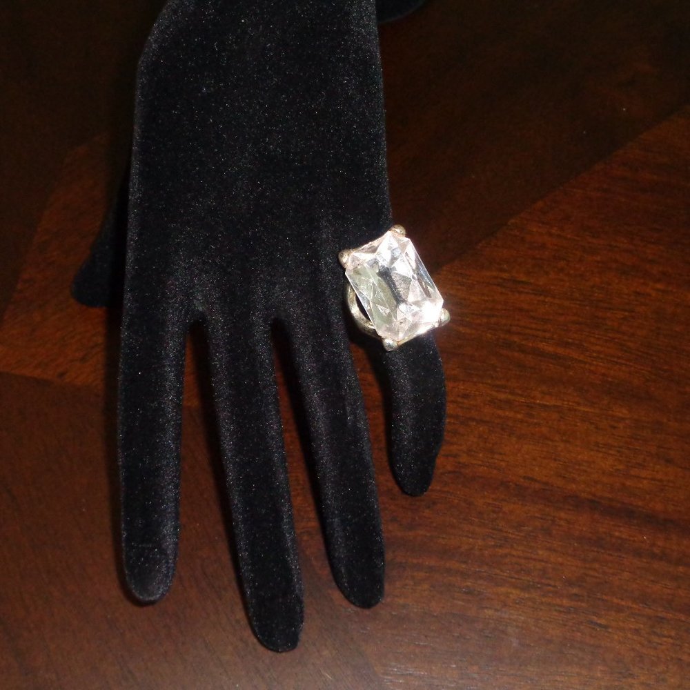 Oversized faux crystal ring- costume jewelry